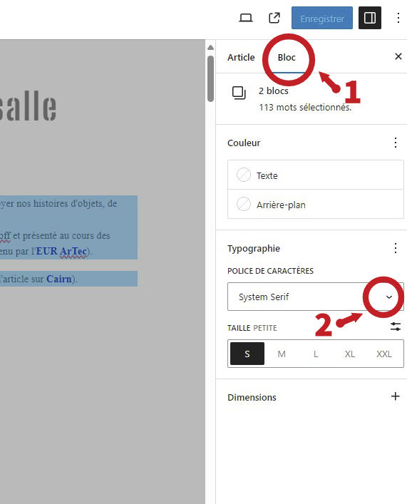 Modification de paragraphe étape 1